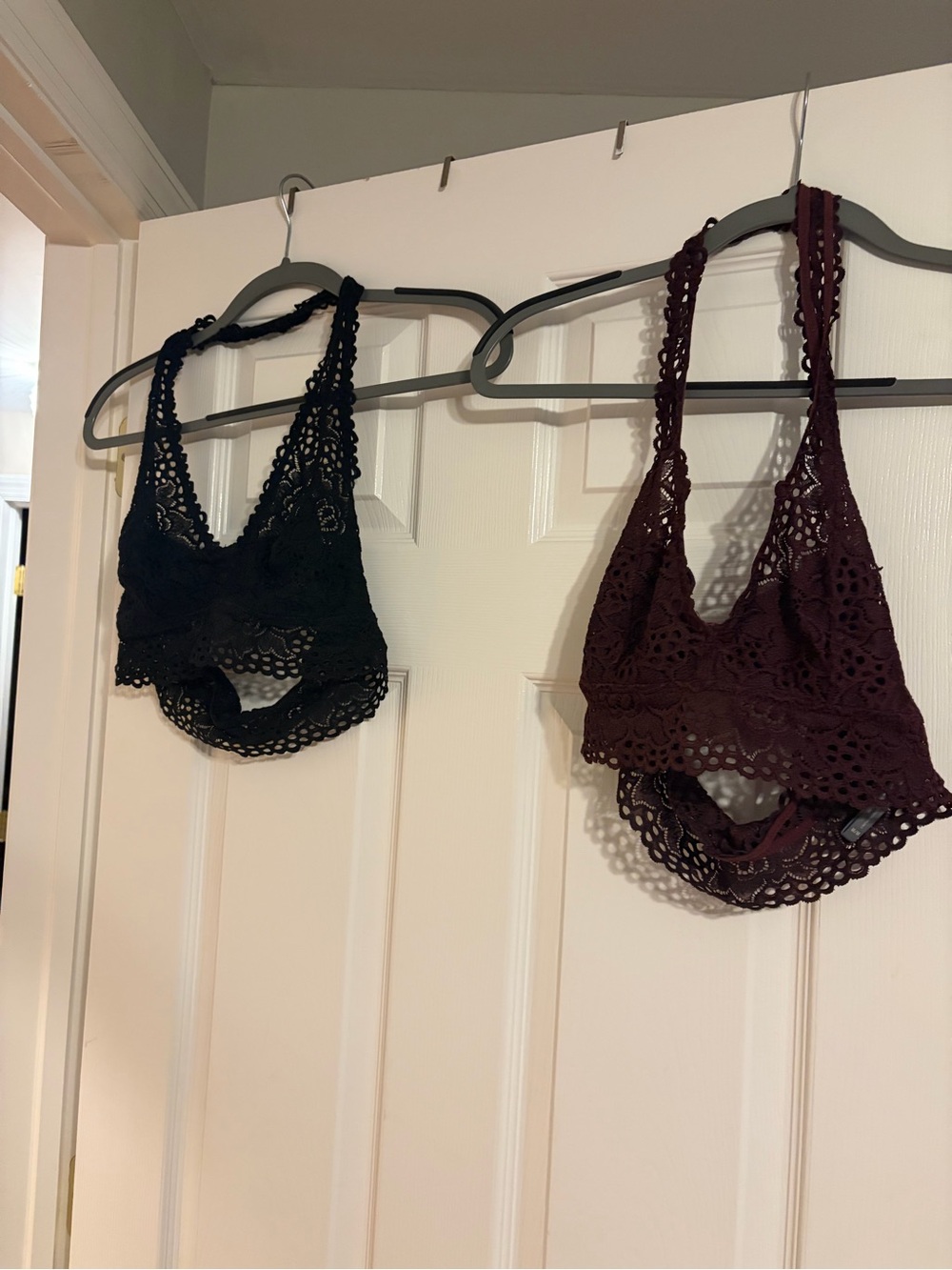aerie Crochet Lace Bralette Duo in Black and Burgundy